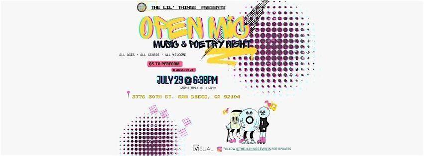 Open Mic - Music and Poetry Night at VISUAL, 29 July | Event in San Diego | AllEvents