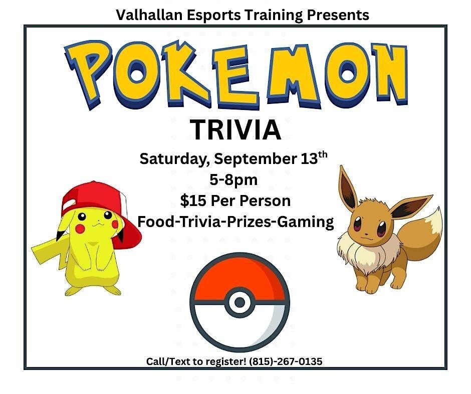Pokemon Trivia Night Hosted by Valhallan Esports Training, 13 September | Event in Plainfield | AllEvents