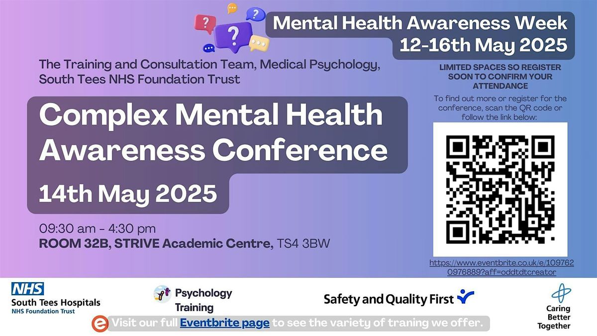 Complex Mental Health  Awareness Conference, 14th May 2025, 14 May | Event in Middlesbrough | AllEvents