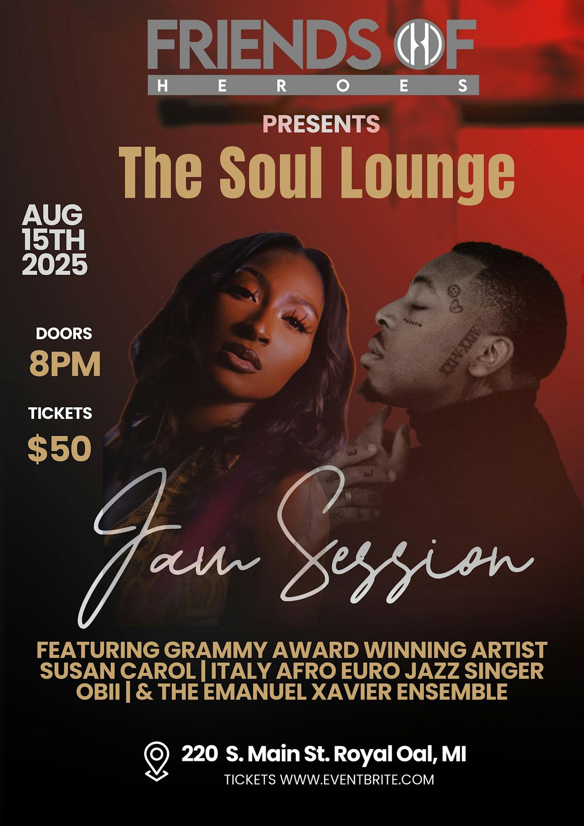 THE SOUL LOUNGE FEAT SUSAN CAROL, OBII & THE EMANUEL XAVIER ENSEMBLE, 15 August | Event in Royal Oak | AllEvents