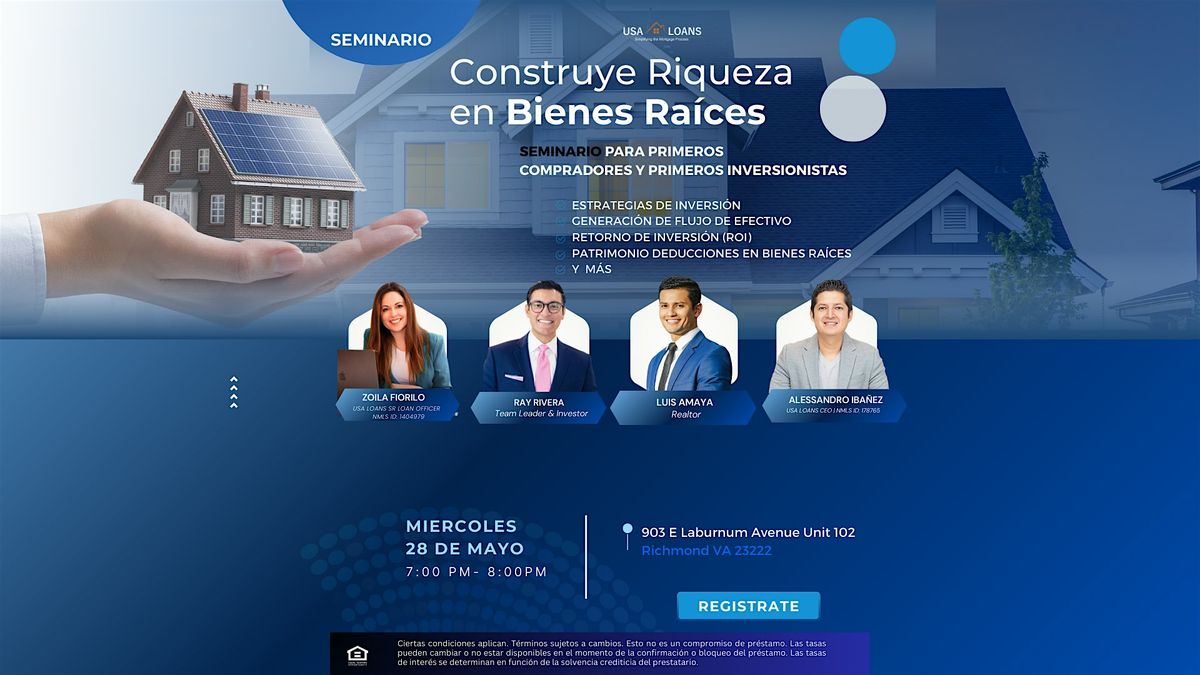 Construye Riqueza en Bienes Raices, 28 May | Event in Richmond | AllEvents