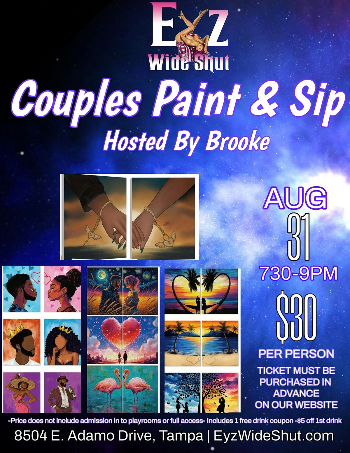 EYZ Wide Shut - Couples Paint and Sip, 31 August | Event in Tampa | AllEvents