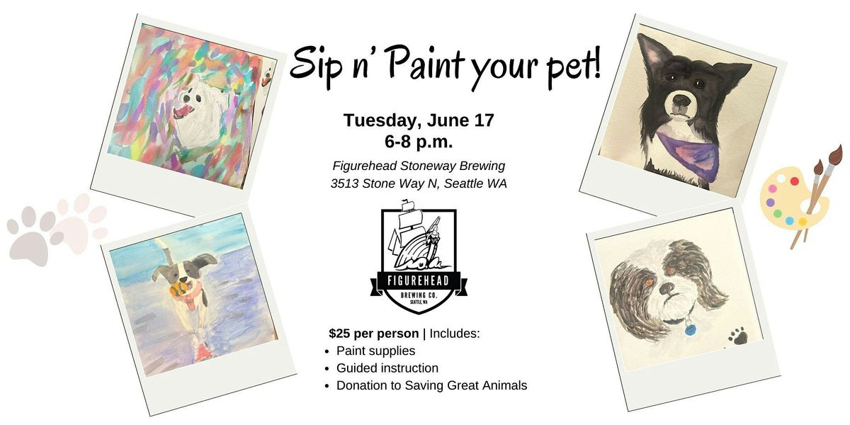 Sip n Paint your pets!, 17 June | Event in Seattle | AllEvents