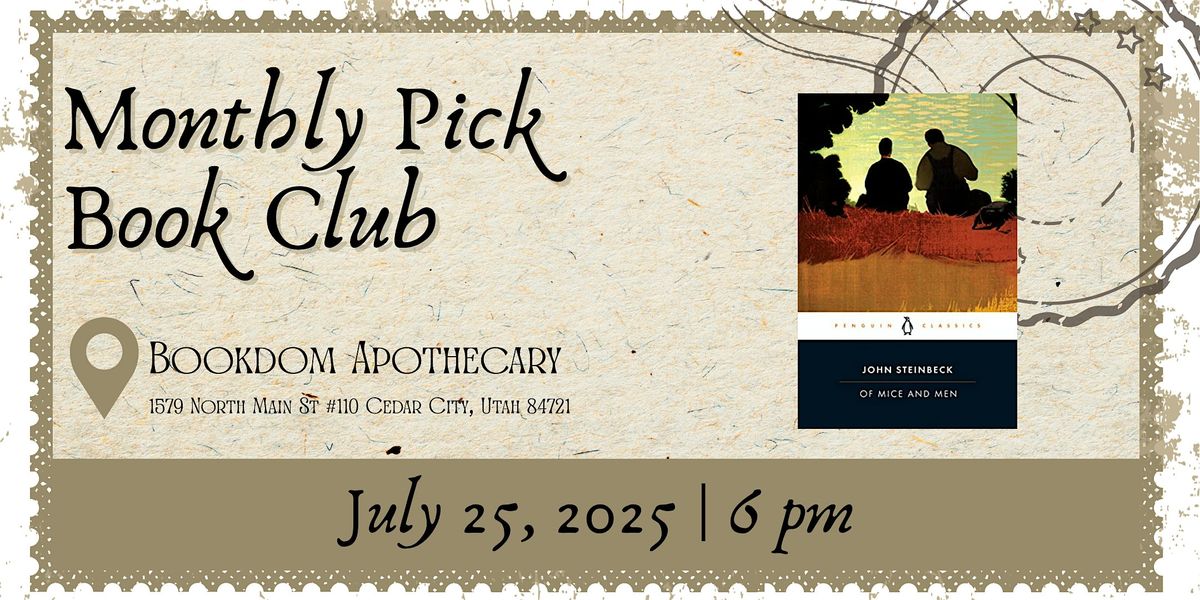 Of Mice and Men | Monthly Pick Book Club, 25 July | Event in Cedar City | AllEvents