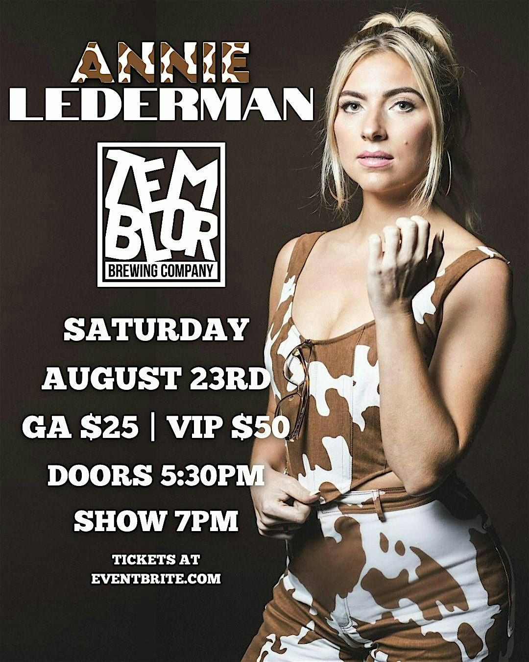 ANNIE LEDERMAN! Presented by Temblor Brewing, 23 August | Event in Bakersfield | AllEvents