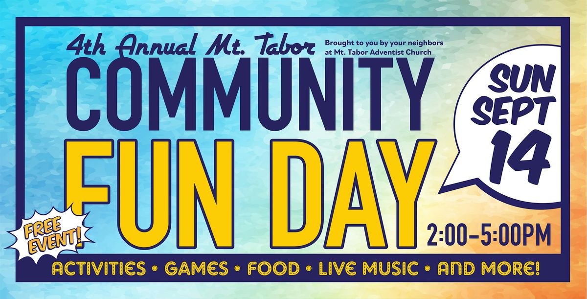 4th Annual Mt. Tabor Community Fun Day, 14 September | Event in Portland | AllEvents