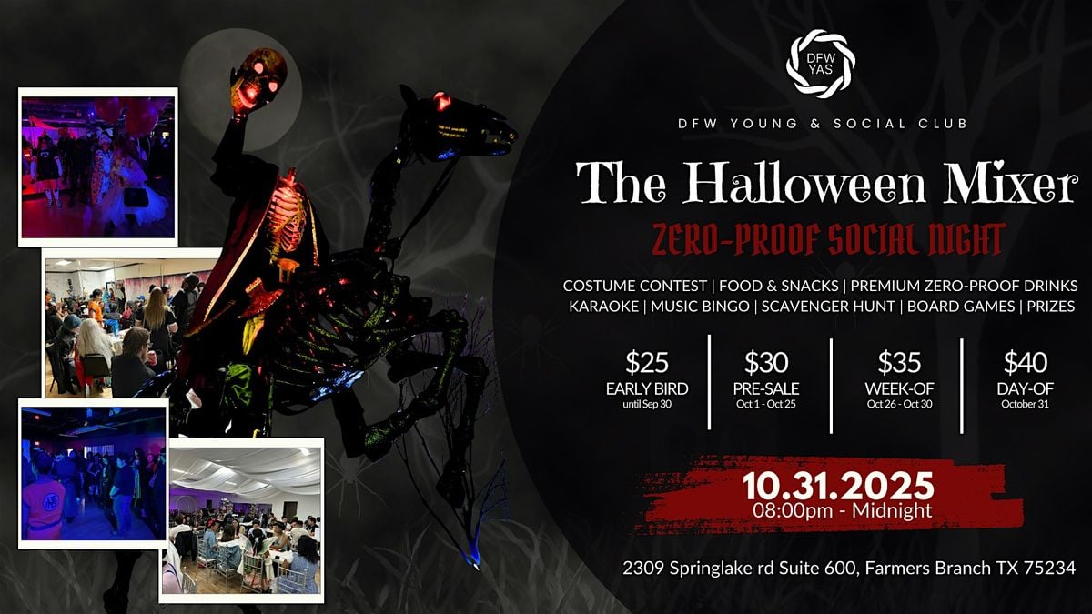 The Halloween Mixer: A Zero-Proof Social Night, 31 October | Event in Farmers Branch | AllEvents