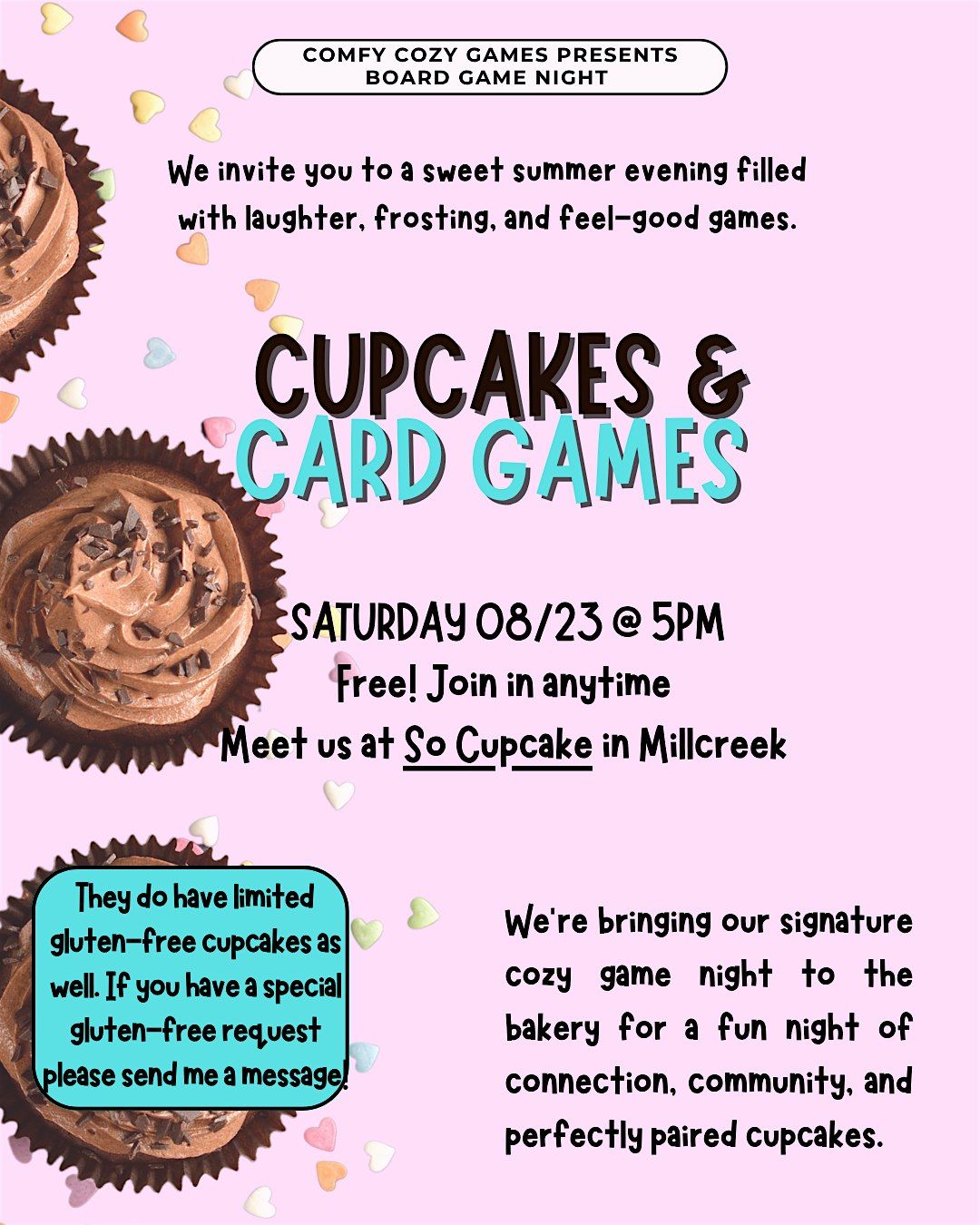Chocolate Cupcakes  & Card Games, 23 August | Event in Millcreek | AllEvents