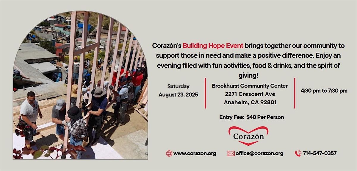 Corazón's Building Hope Event, 23 August | Event in Anaheim | AllEvents