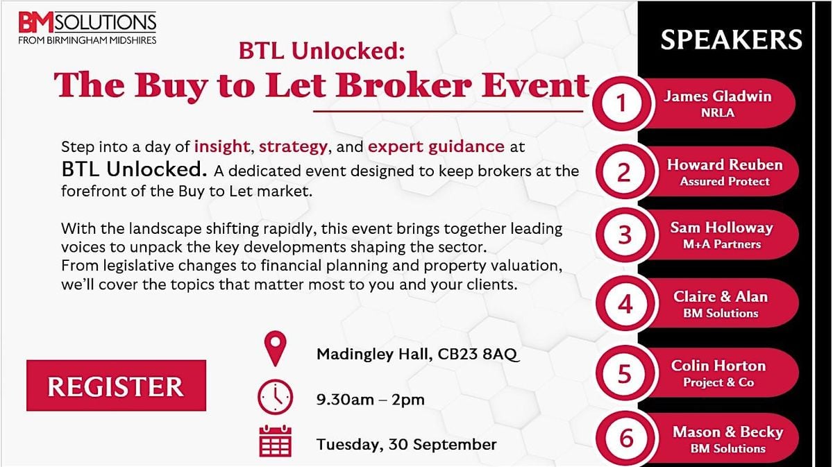 Welcome to "BTL Unlocked: The Buy to Let Broker Event", 30 September | Event in Madingley | AllEvents