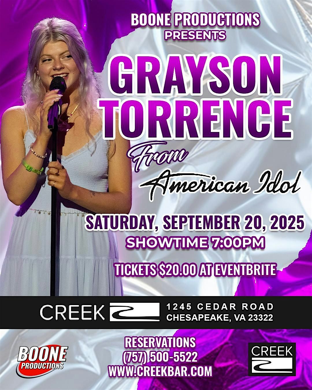 Grayson Torrence from American Idol, 20 September | Event in Chesapeake | AllEvents