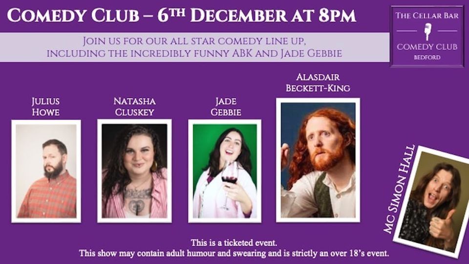 On sale now, tickets £10 Comedy Club The Cellar Bar, The Cellar Bar