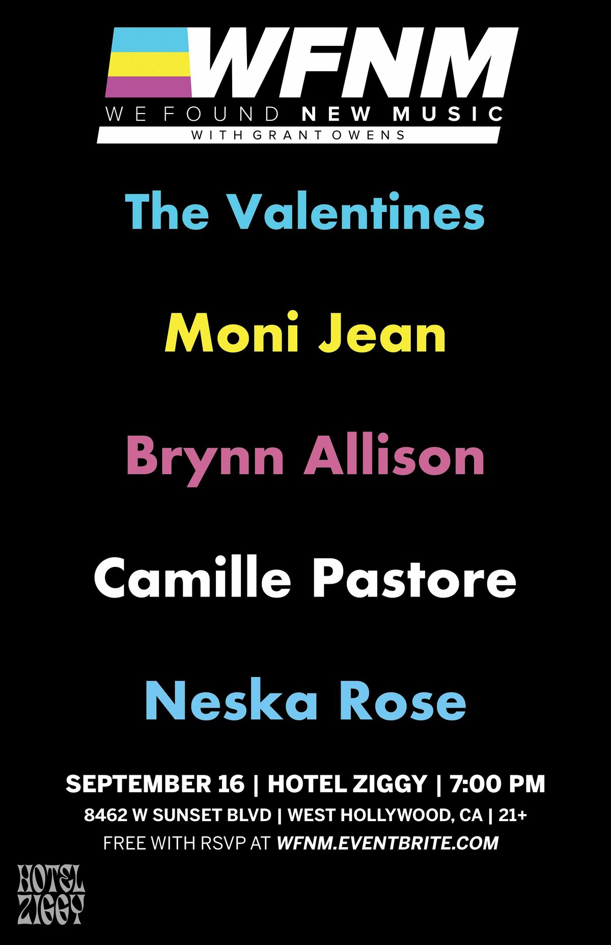 The Valentines,  Moni Jean,  Brynn Allison,  Camille Pastore,  Neska Rose, 16 September | Event in West Hollywood