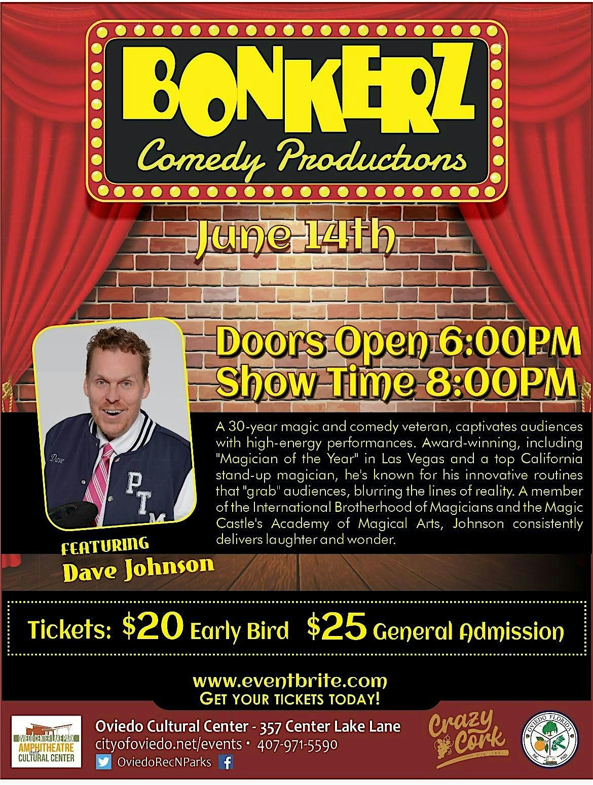 June 14, 2025 Comedy Night in Oviedo featuring Dave Johnson, 14 June | Event in Oviedo | AllEvents
