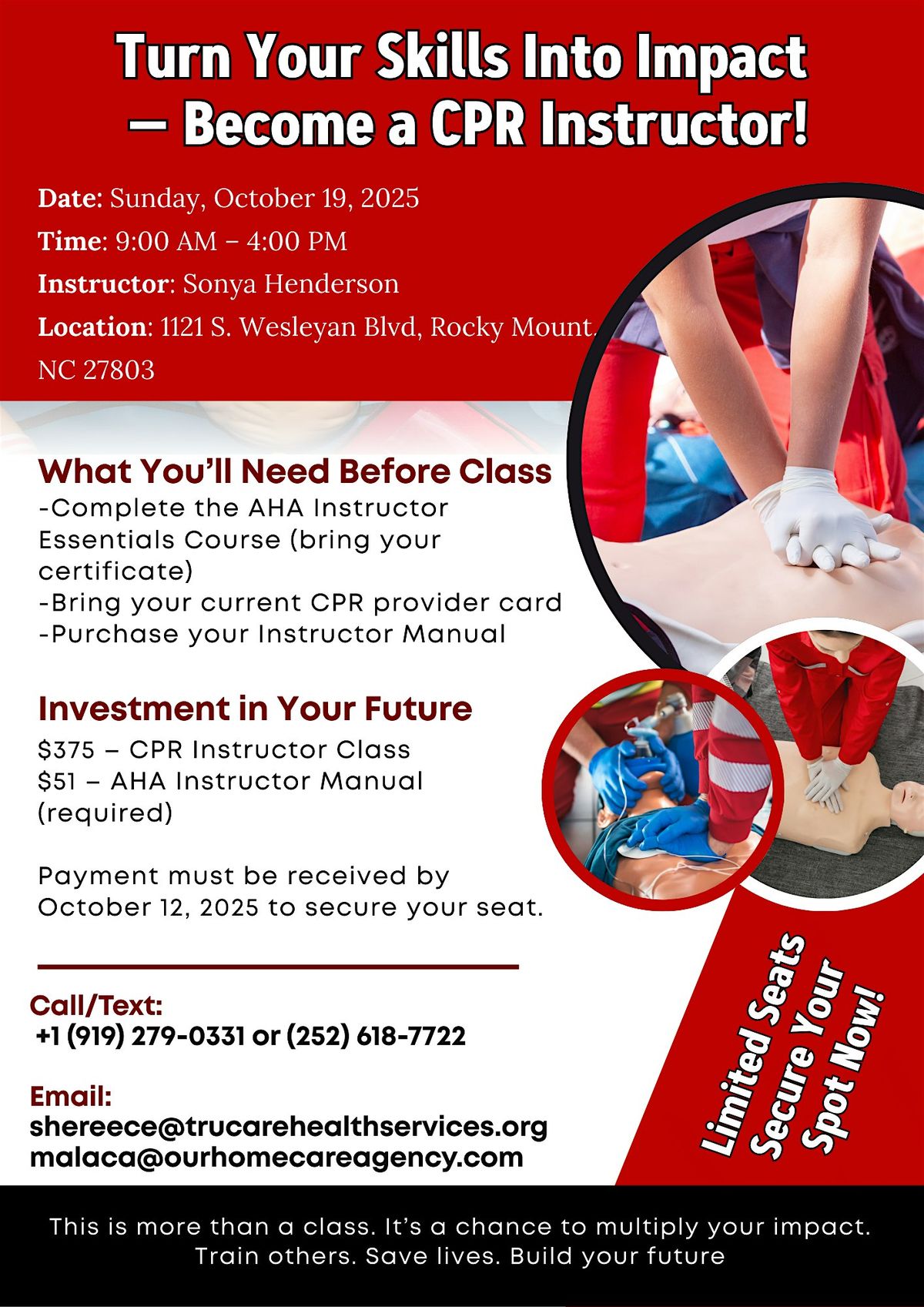Become A CPR Instructor, 19 October | Event in Rocky Mount | AllEvents
