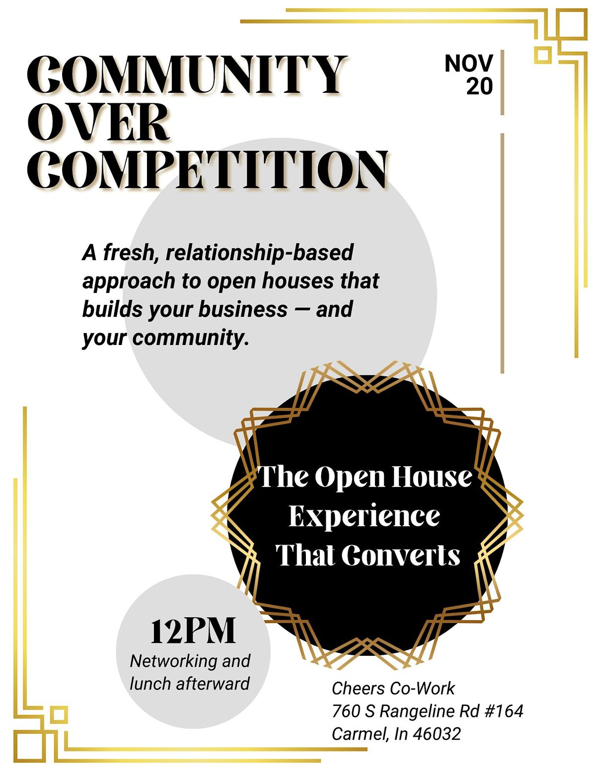 Community Over Competition: The Open House Experience That Converts, 29 November | Event in Carmel | AllEvents