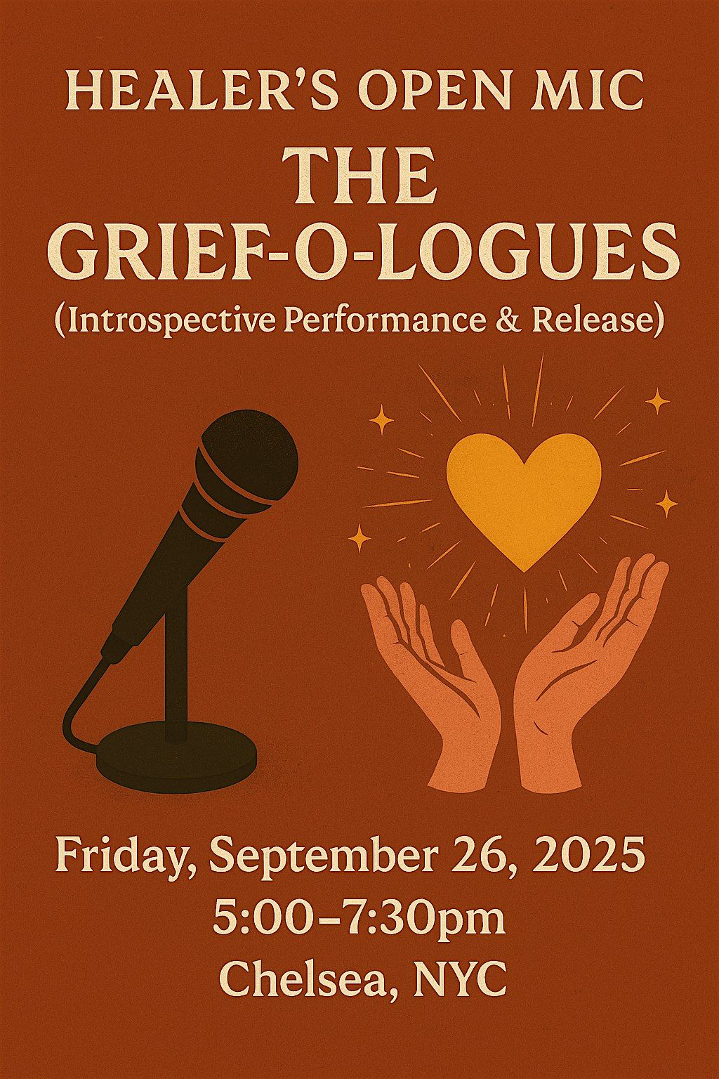 Healer’s Open Mic: The Grief-O-Logues (Introspective Performance & Release), 26 September | AllEvents