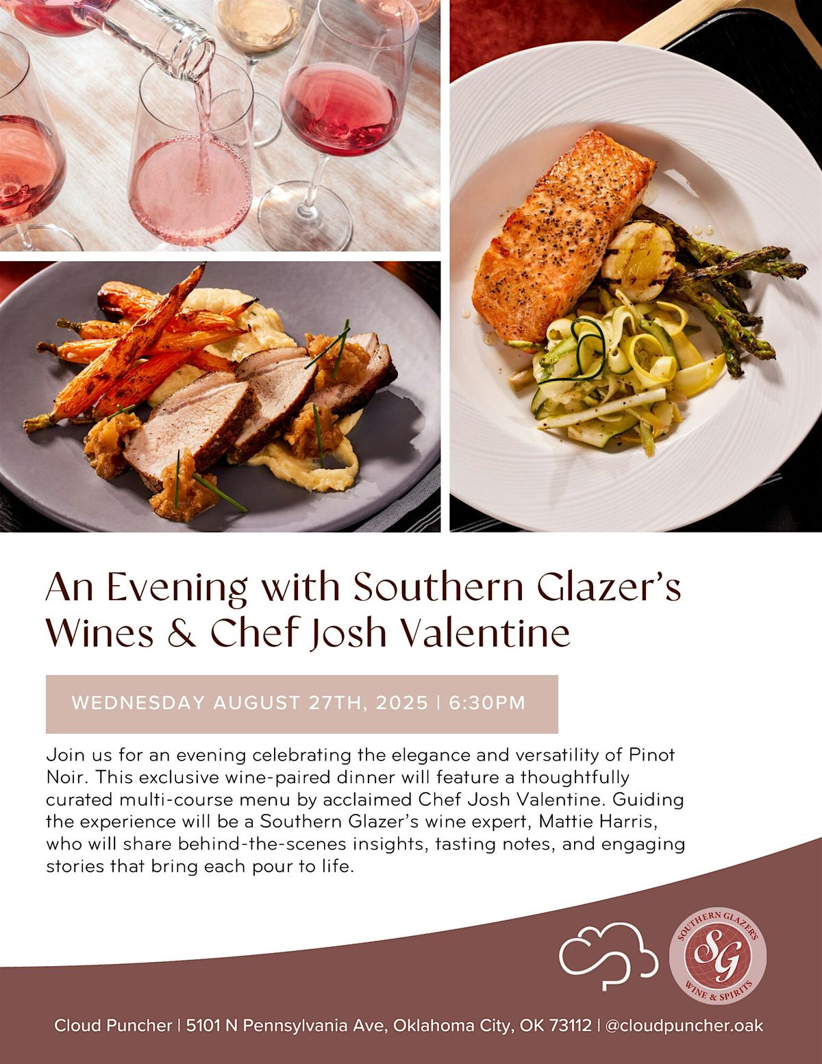 A Night with Chef Josh Valentine & Southern Glazer’s Pinot Noir, 27 August | Event in Oklahoma City