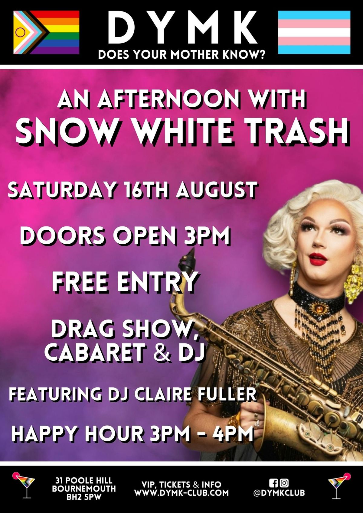 SNOW WHITE TRASH! - DYMK Nightclub - Drag Show, Cabaret &amp; DJ, 16 August | Event in Bournemouth | AllEvents