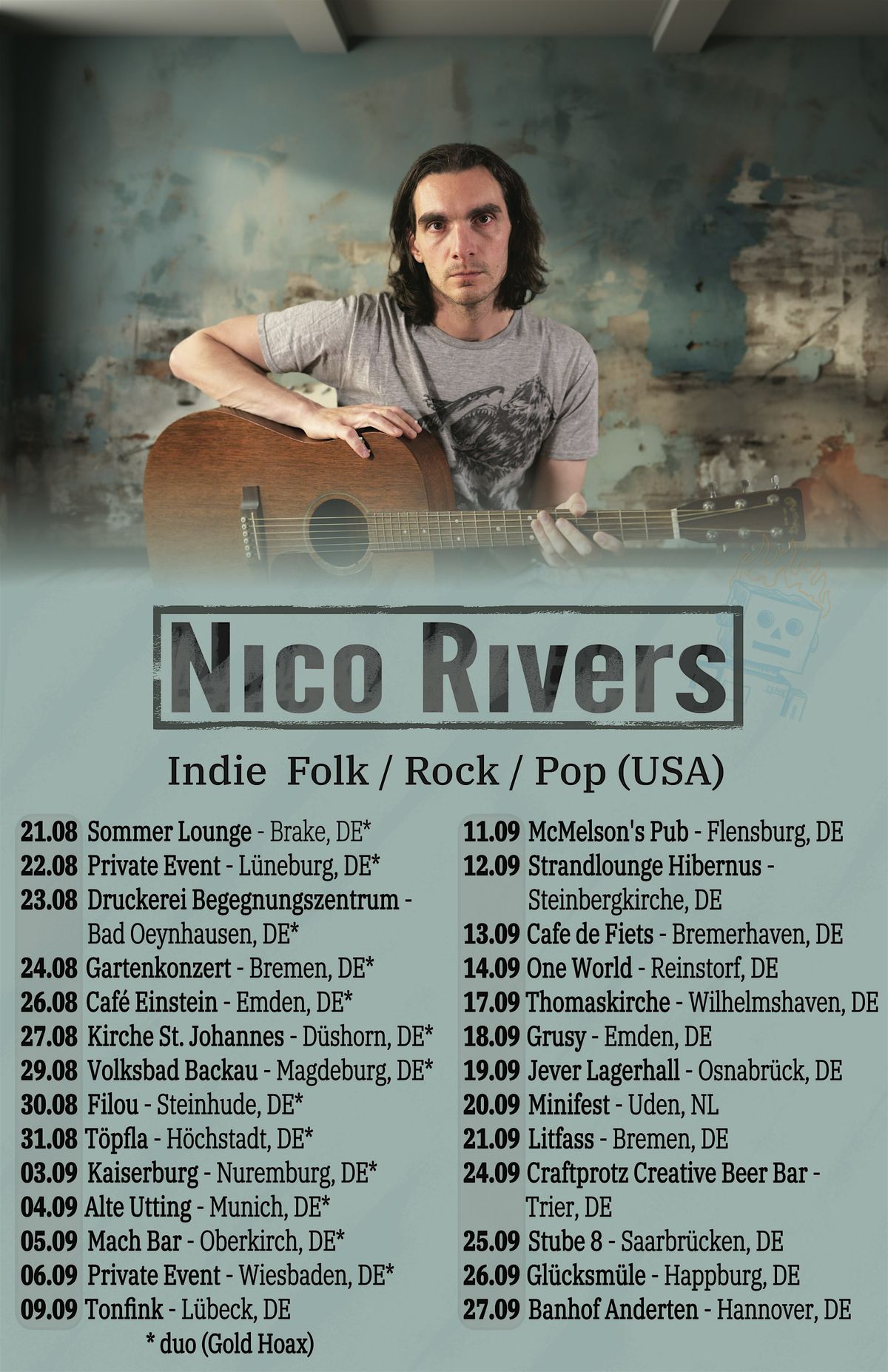 Nico Rivers (USA) @ Tonfink, 9 September | Event in Lübeck | AllEvents