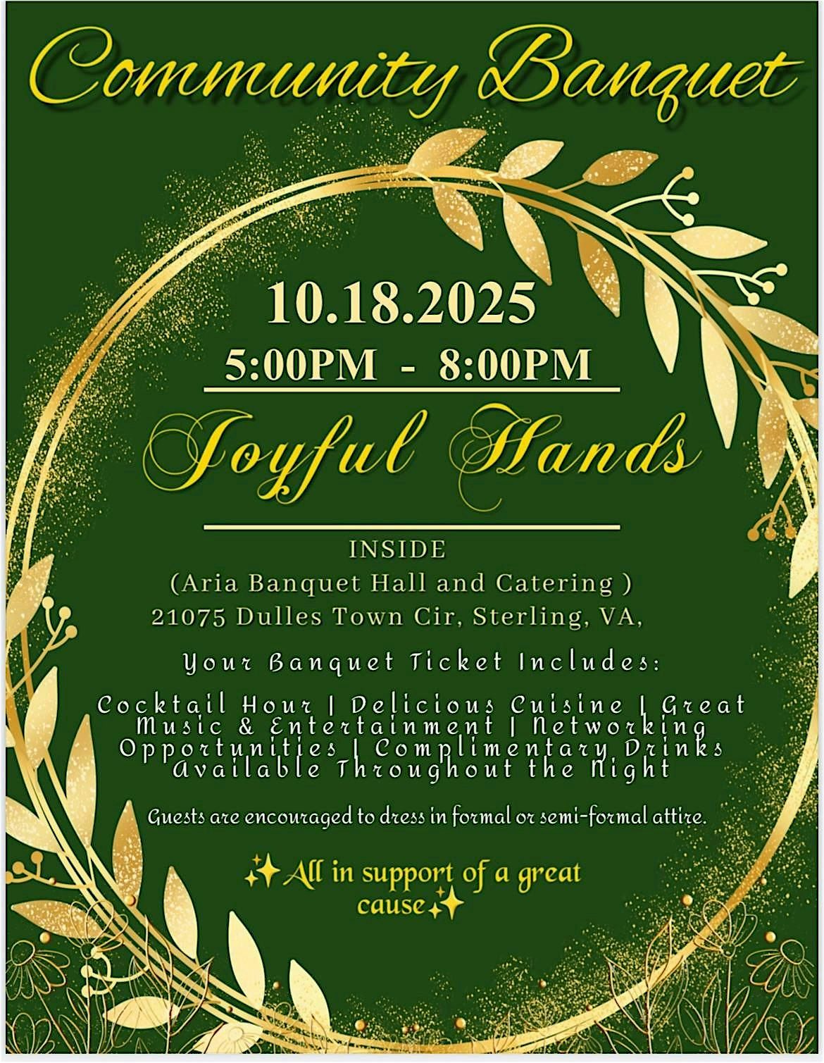 Joyful Hands Annual Community Banquet  (Formal Attire Required), 18 October | Event in Sterling | AllEvents