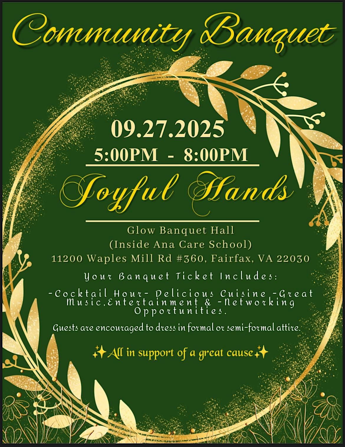 Joyful Hands Annual Community Banquet  (Formal Attire Required), 27 September | Event in Fairfax | AllEvents