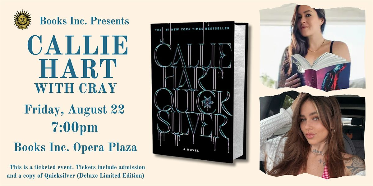 CALLIE HART at Books Inc. Opera Plaza, 22 August | Event in San Francisco | AllEvents