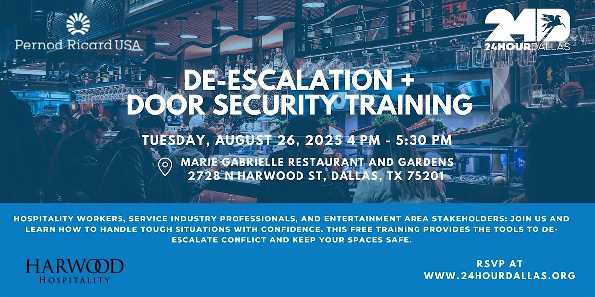 De-escalation + Door Security Training, 26 August | Event in Dallas | AllEvents