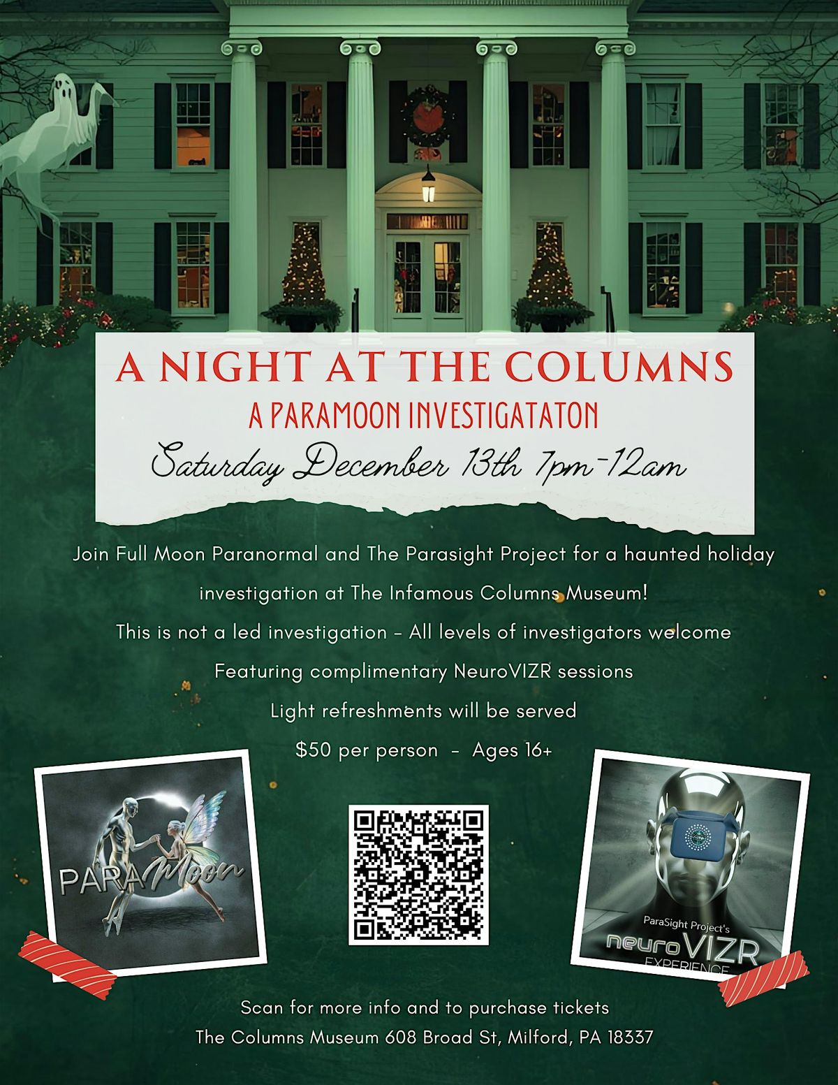 Haunted Holiday Investigation at The Columns Museum, 13 December | Event in Milford | AllEvents