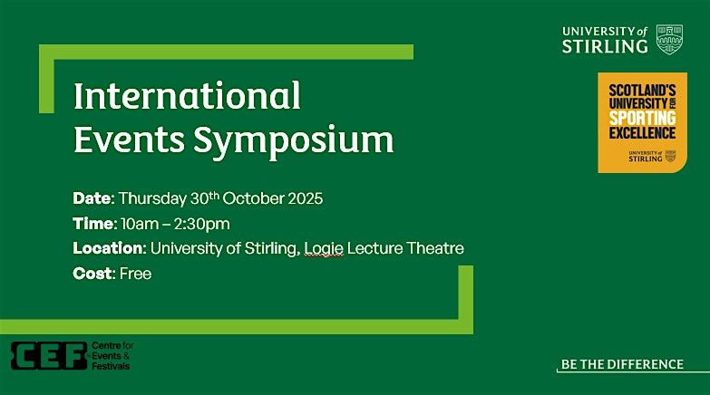 International Events Symposium, 30 October | Event in Stirling | AllEvents