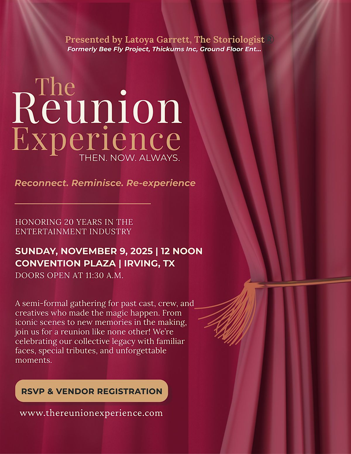 The Reunion Experience - Then. Now. Always., 9 November | Event in Irving | AllEvents
