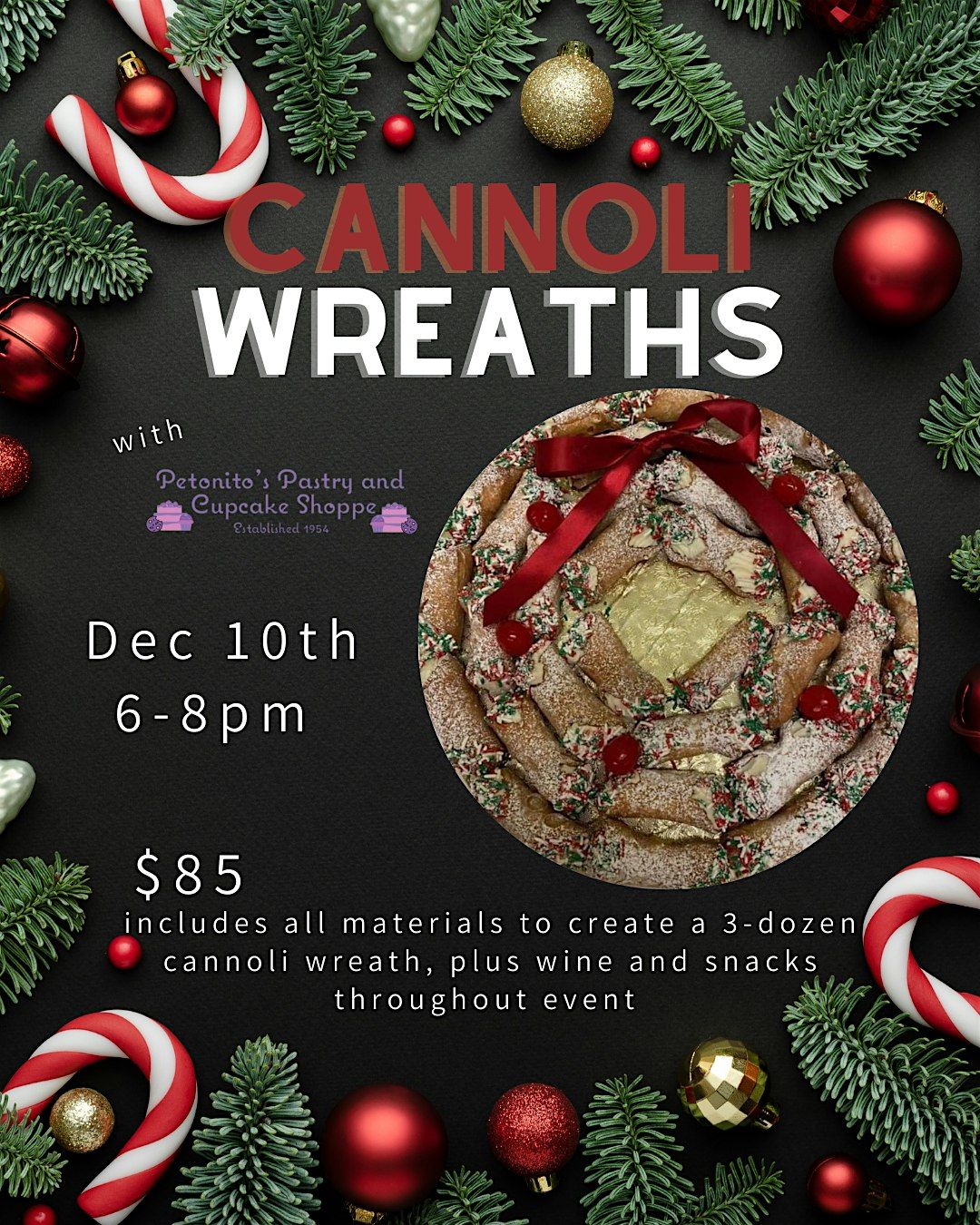 Make Your Own Cannoli Wreath w/ Petonito's Bakery, 10 December | Event in Branford | AllEvents
