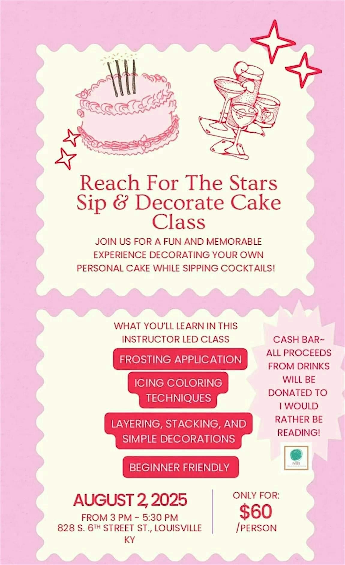 Reach for the Stars Sip & Cake Decorate, 2 August | Event in Louisville | AllEvents