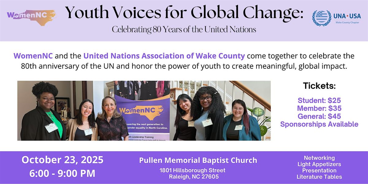 Youth Voices for Global Change: Celebrating 80 Years of the United Nations, 23 October | Event in Raleigh