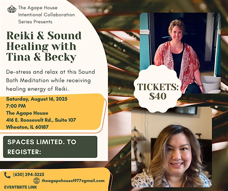 Reiki & Sound Healing with Tina & Becky, 16 August | Event in Wheaton | AllEvents