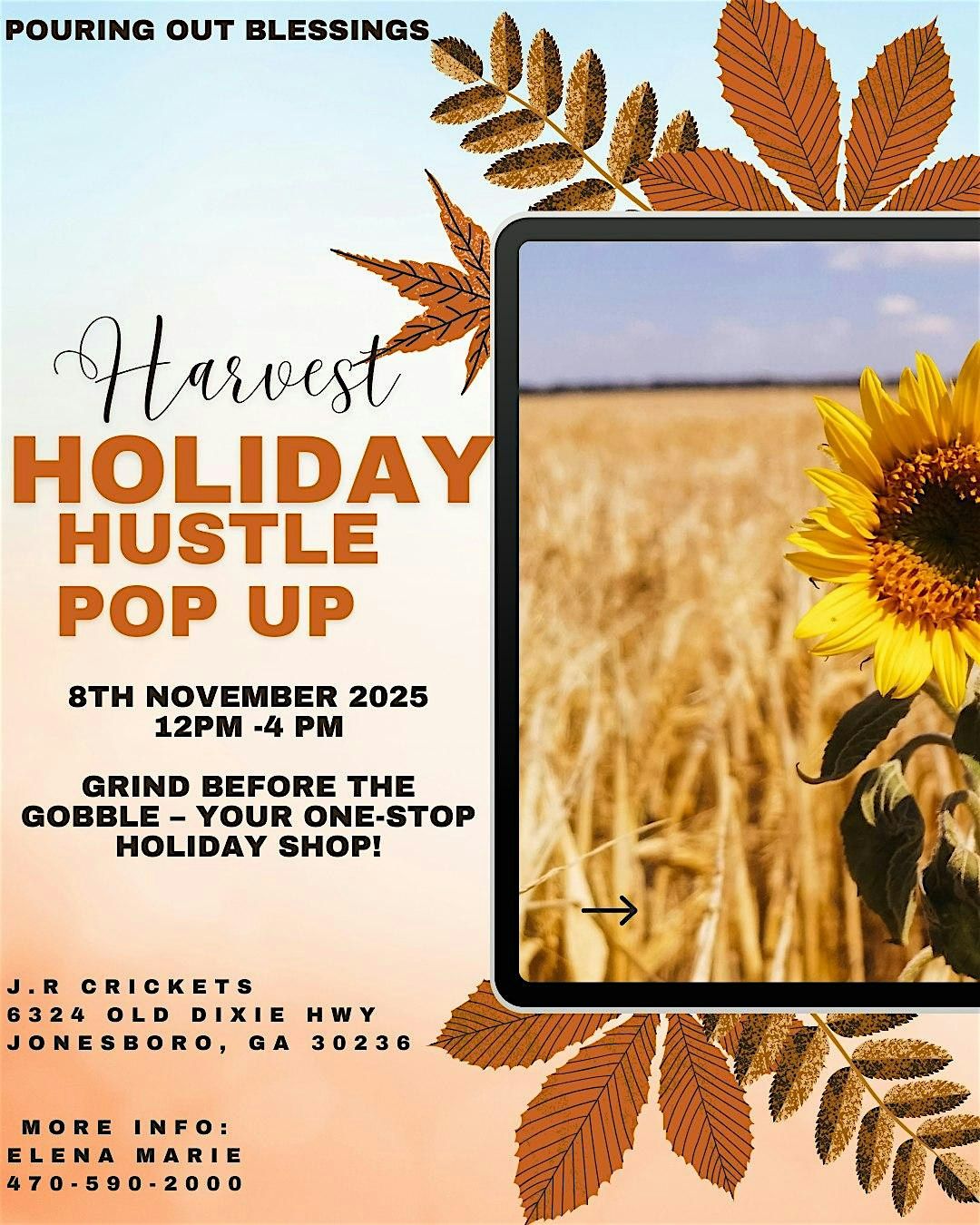Harvest Holiday Hustle Pop Up, 8 November | Event in Jonesboro | AllEvents