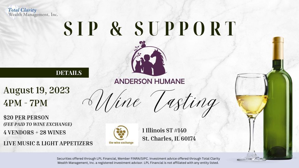 Sip & Support Wine Tasting for Anderson Humane, The Wine Exchange
