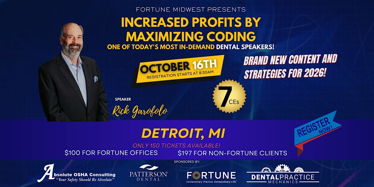 Rick Garofolo - Increased Profits by Maximizing Coding, 16 October | AllEvents