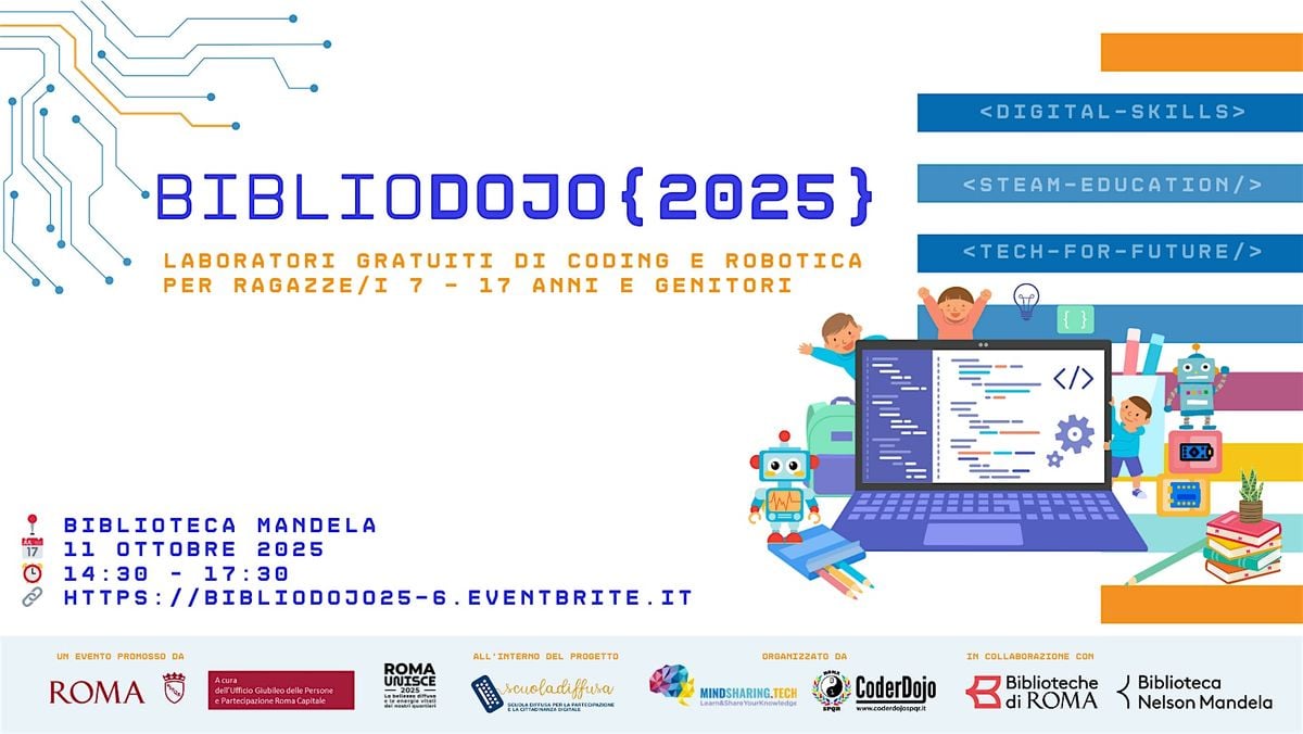 #BiblioDojo @Biblioteca Mandela 11/10/2025 – by @CoderDojo Roma SPQR, 11 October | Event in Roma | AllEvents