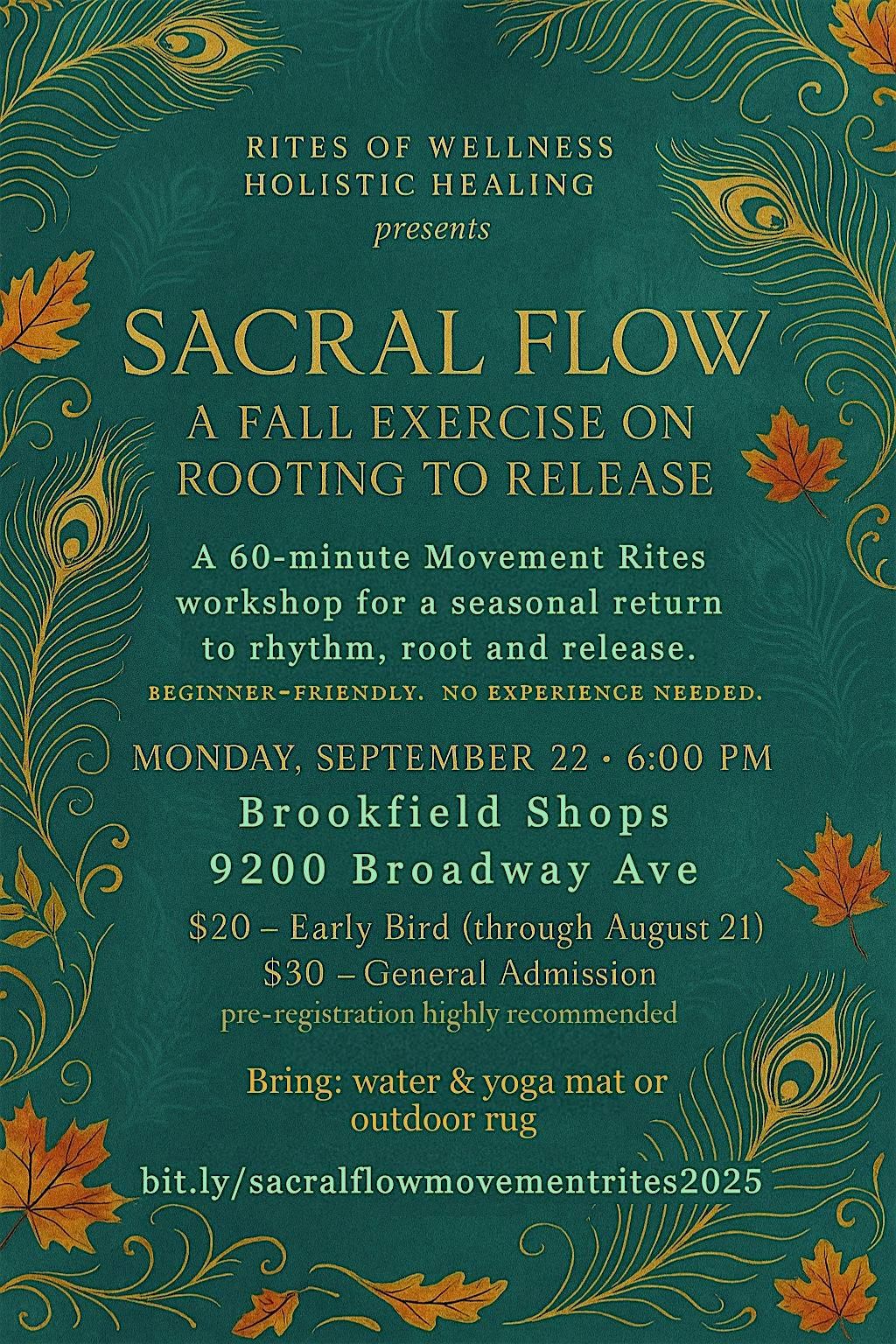 Sacral Flow: A Fall Exercise on Rooting to Release  Movement Workshop, 22 September | Event in Brookfield