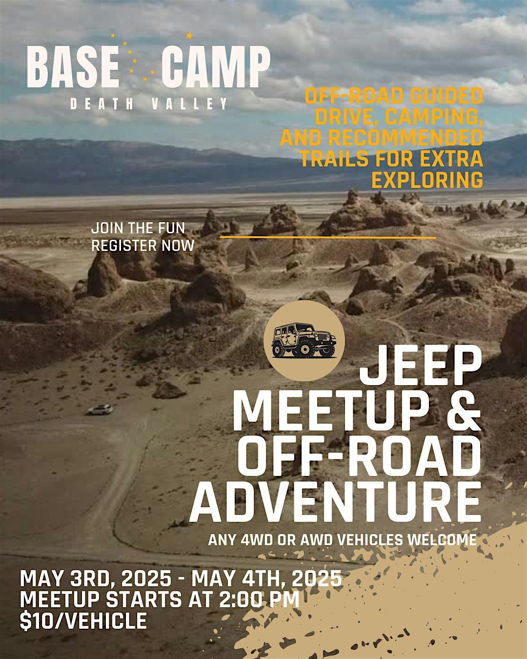 Jeep Meetup & Camping at Base Camp Death Valley, 3 May | Event in Homewood Canyon | AllEvents