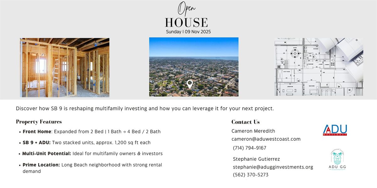 SB 9 + ADU Open House, 9 November | Event in Long Beach | AllEvents