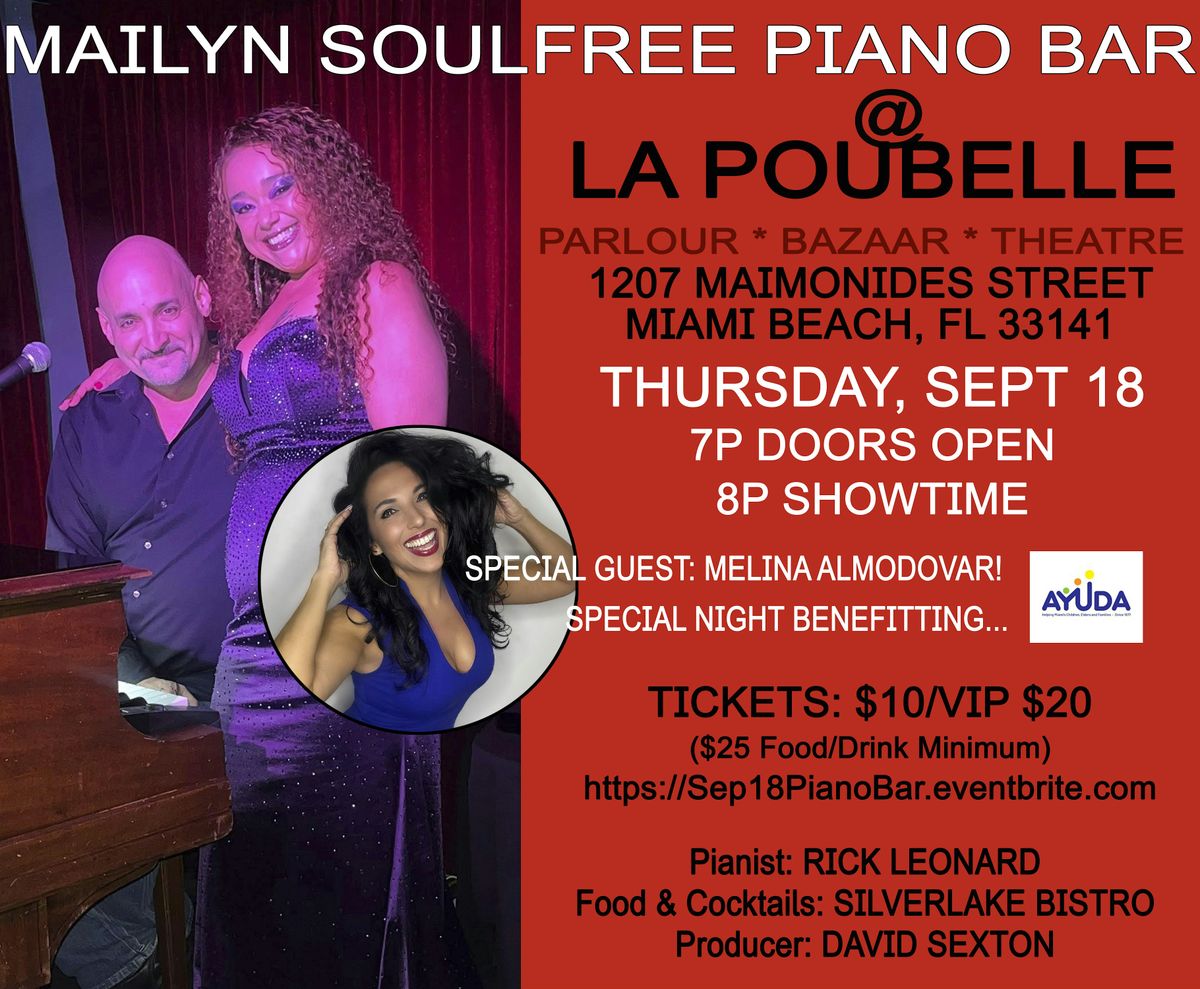 La Poubelle Piano Bar with Mailyn Soulfree benefitting AYUDA!, 18 September | Event in Miami Beach | AllEvents