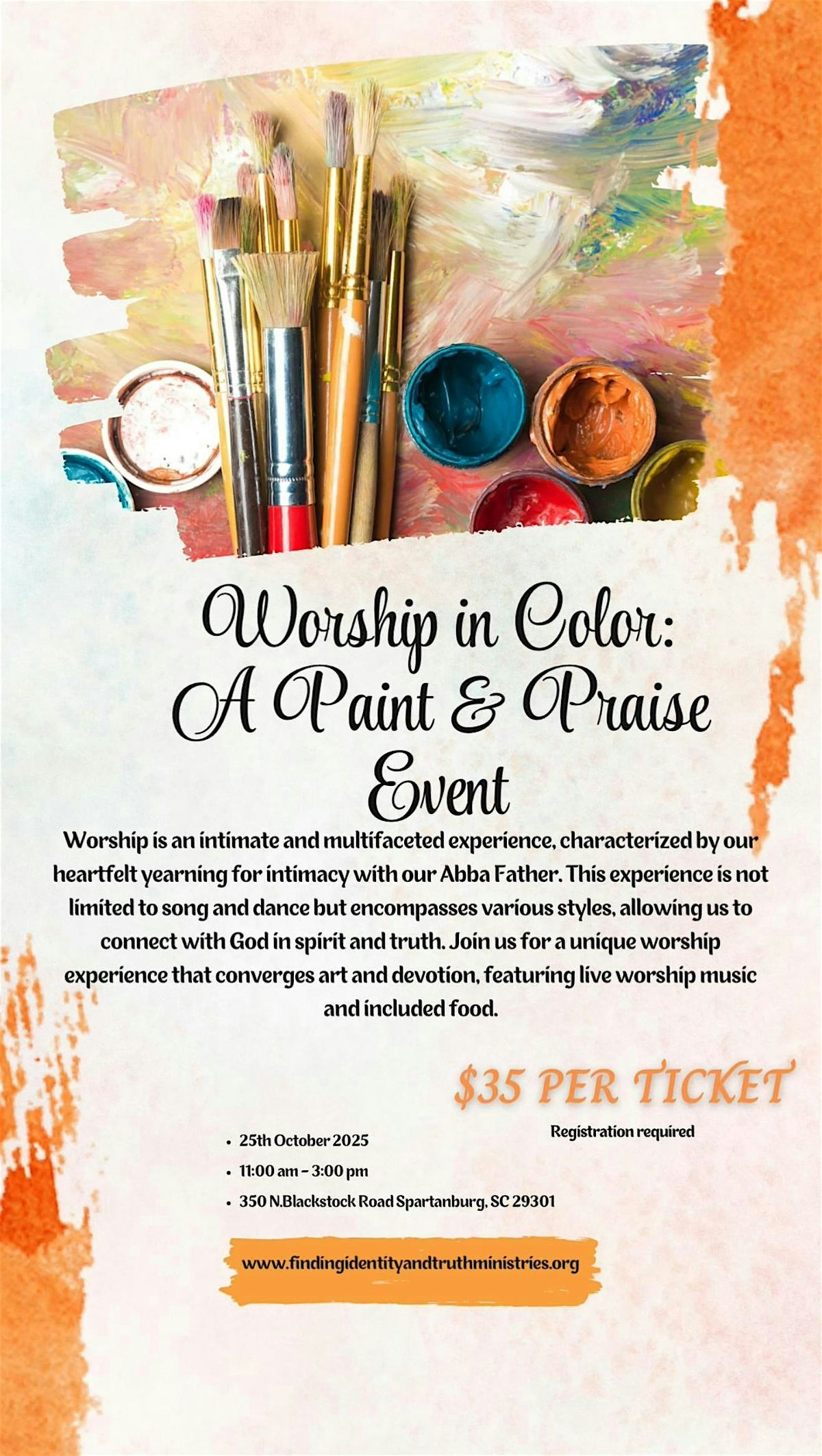 Worship in Color: A Paint & Praise Event, 25 October | Event in Spartanburg | AllEvents