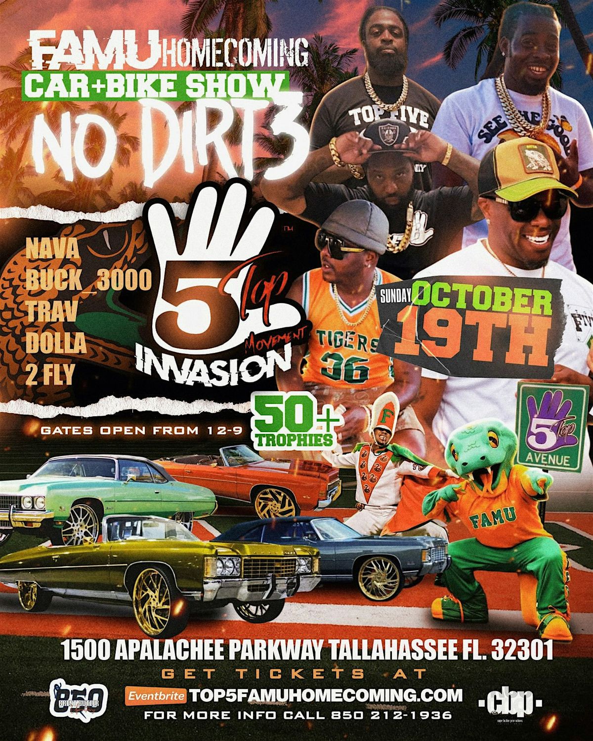 Famu Homecoming Top 5 Carshow 2k25(NO DIRT PART 3), 19 October | Event in Tallahassee | AllEvents