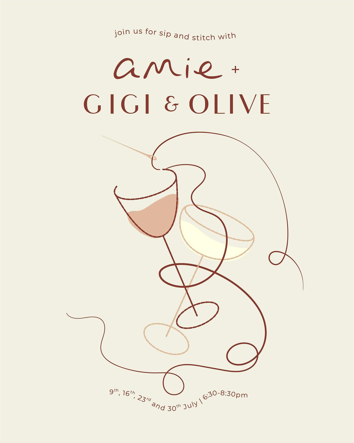 Sip & Stitch with amie and Gigi & Olive, 16 July | Event in London | AllEvents