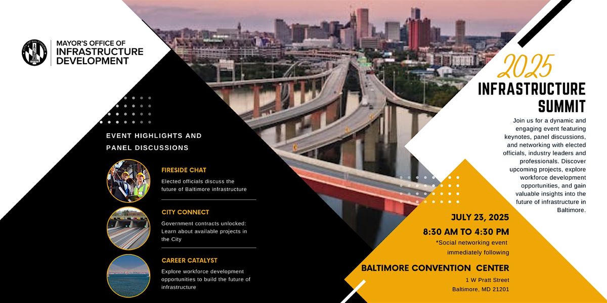 Baltimore’s Inaugural Infrastructure Summit, 23 July | Event in Baltimore | AllEvents