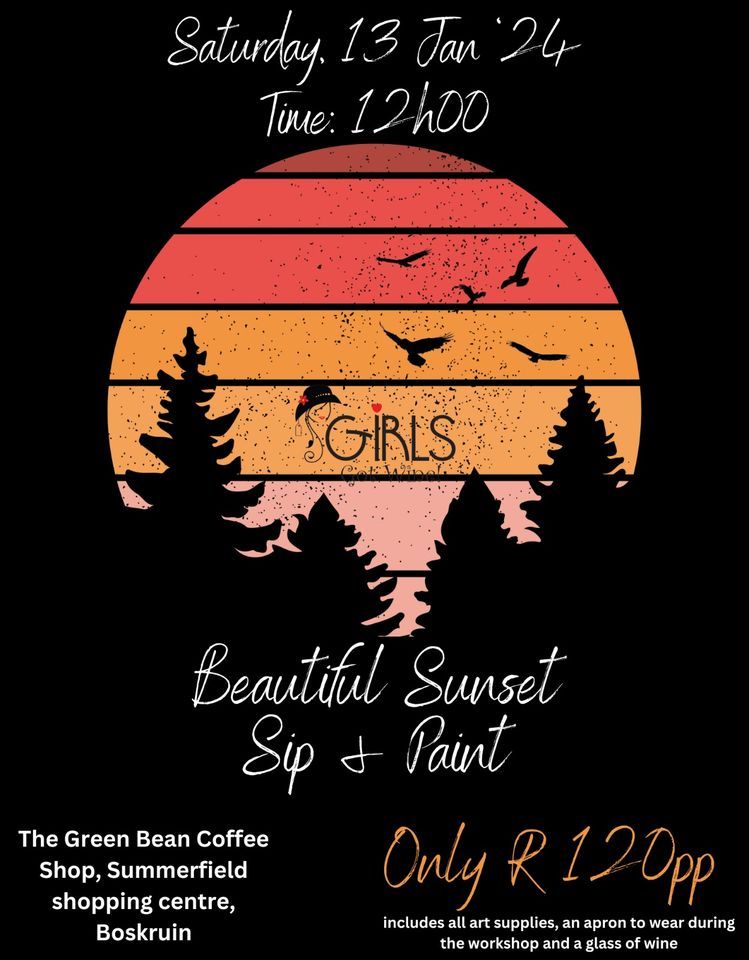 sunset Sip & paint, The Green Bean Coffee Shop at Boskruin Butchery, Sandton, 13 January 2024