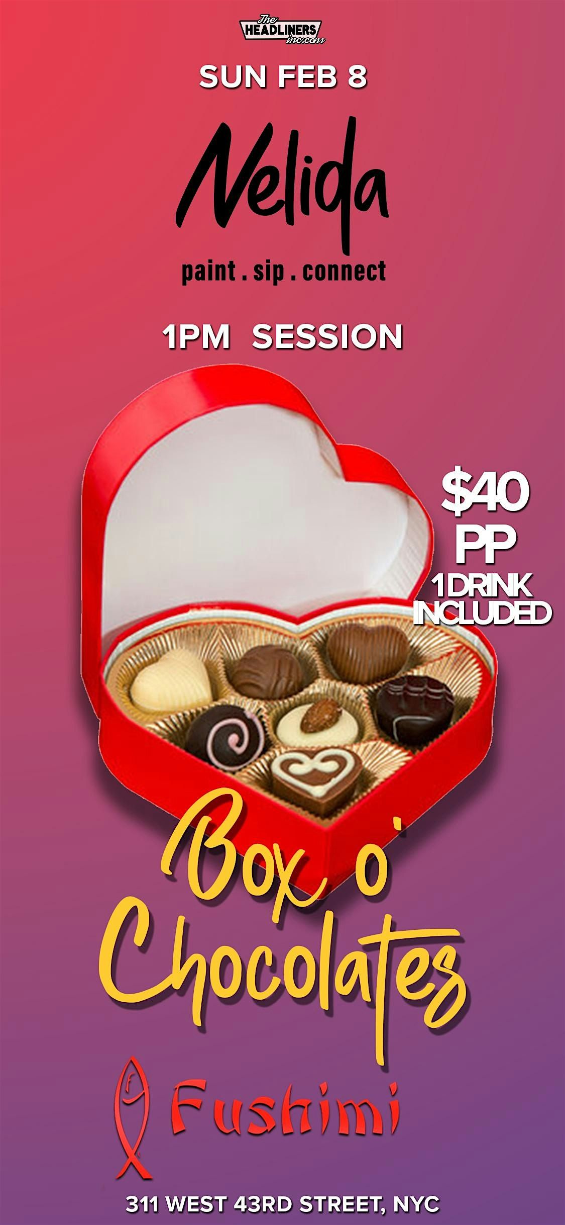 Chocolate Box Paint & Sip — A Sweet Escape in February, 8 February | Event in New York | AllEvents