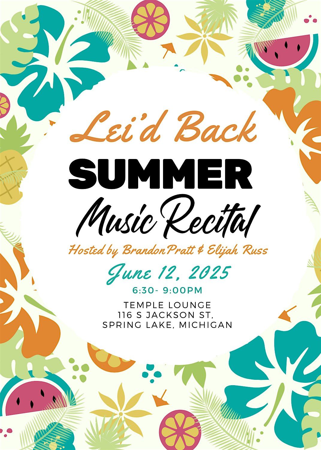 Lei'd Back Summer Recital at Temple Lounge, 12 June | Event in Spring Lake | AllEvents